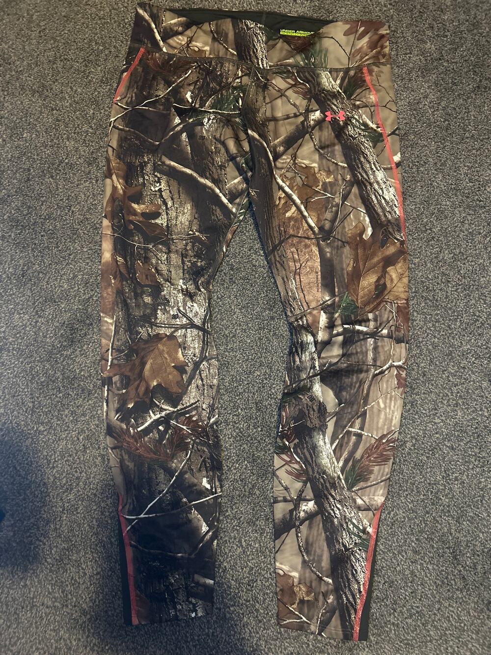 Under Armour Womens Leggings Brown Camo Realtree Scent Control Cold Gear Sz L